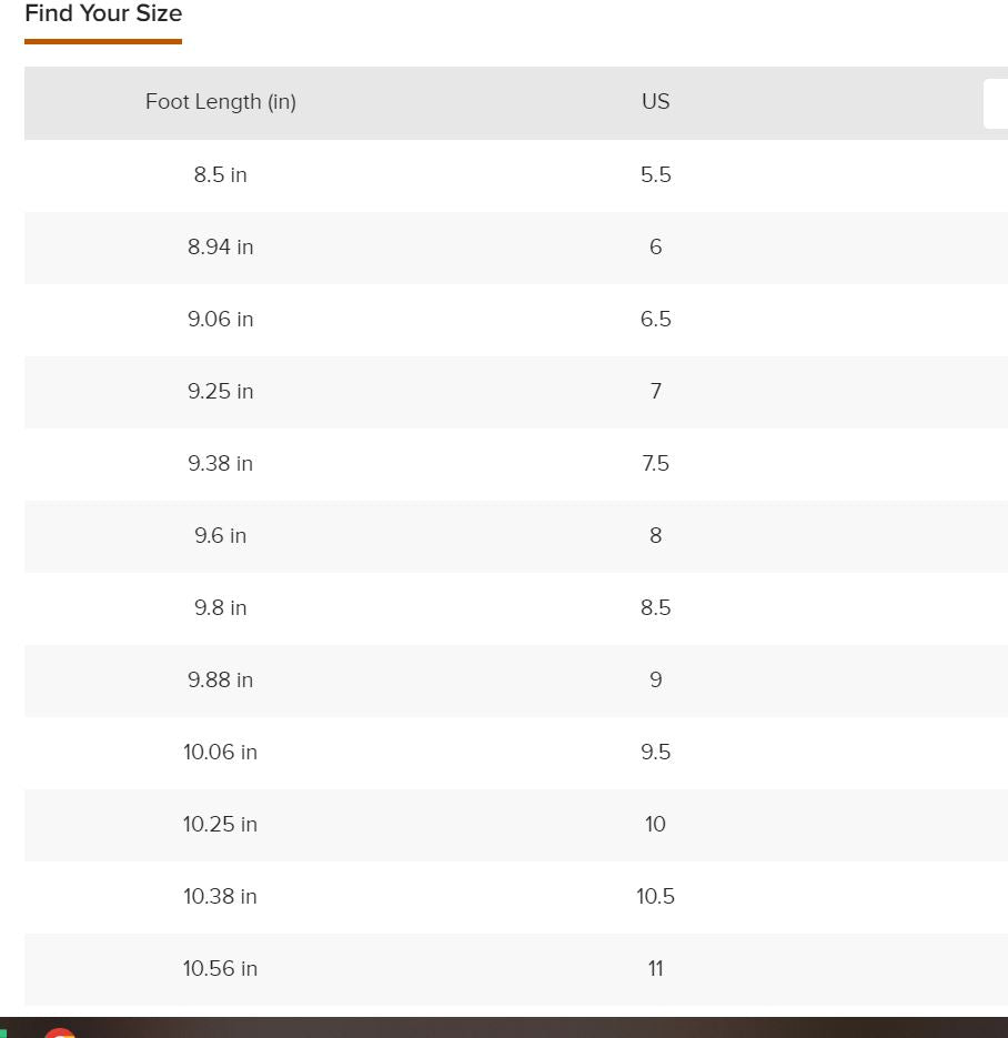 size chart
