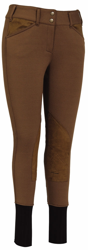 TuffRider Ladies Soft Shell Wide Waistband Knee Patch Breeches - Breeches.com