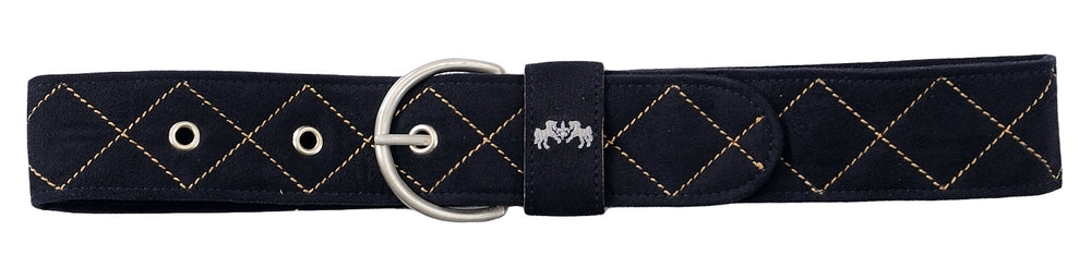 Equine Couture Diamond Quilted Suede Belt with Diagonal Line