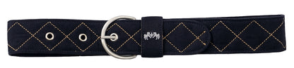 Equine Couture Diamond Quilted Suede Belt with Diagonal Line