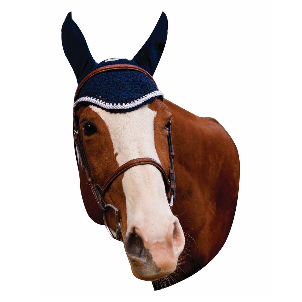 Equine Couture Fly Bonnet with Silver Rope &amp; Crystals