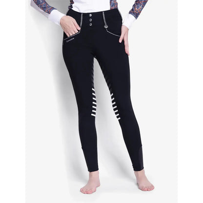 Equine Couture Saddle Stitch Extended Knee Patch Ladies Breeches