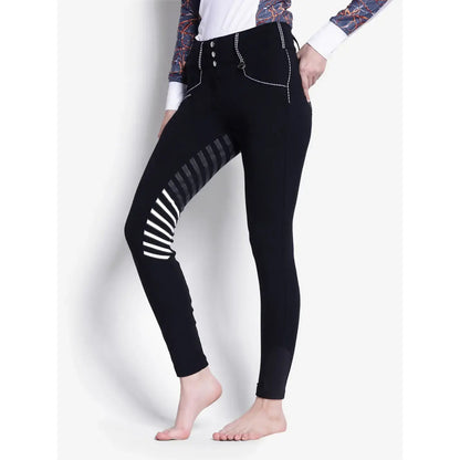 Equine Couture Saddle Stitch Extended Knee Patch Ladies Breeches