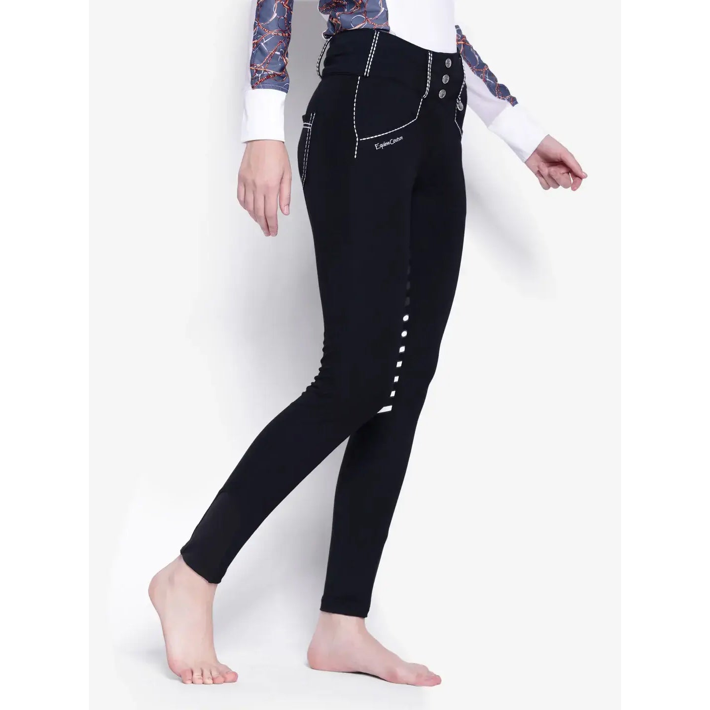 Equine Couture Saddle Stitch Extended Knee Patch Ladies Breeches