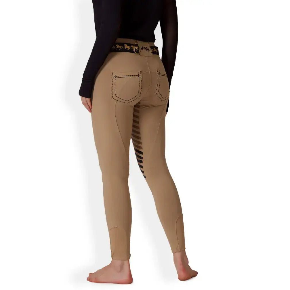 Equine Couture Saddle Stitch Extended Knee Patch Ladies Breeches