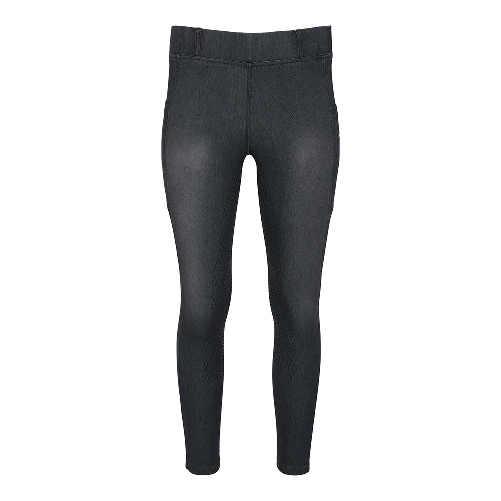 Equine Couture Ladies Denim Full Seat Silicon Tights with Phone Pocket- Breeches.com