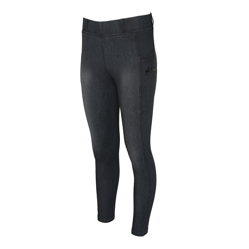 Equine Couture Ladies Denim Full Seat Silicon Tights with Phone Pocket- Breeches.com