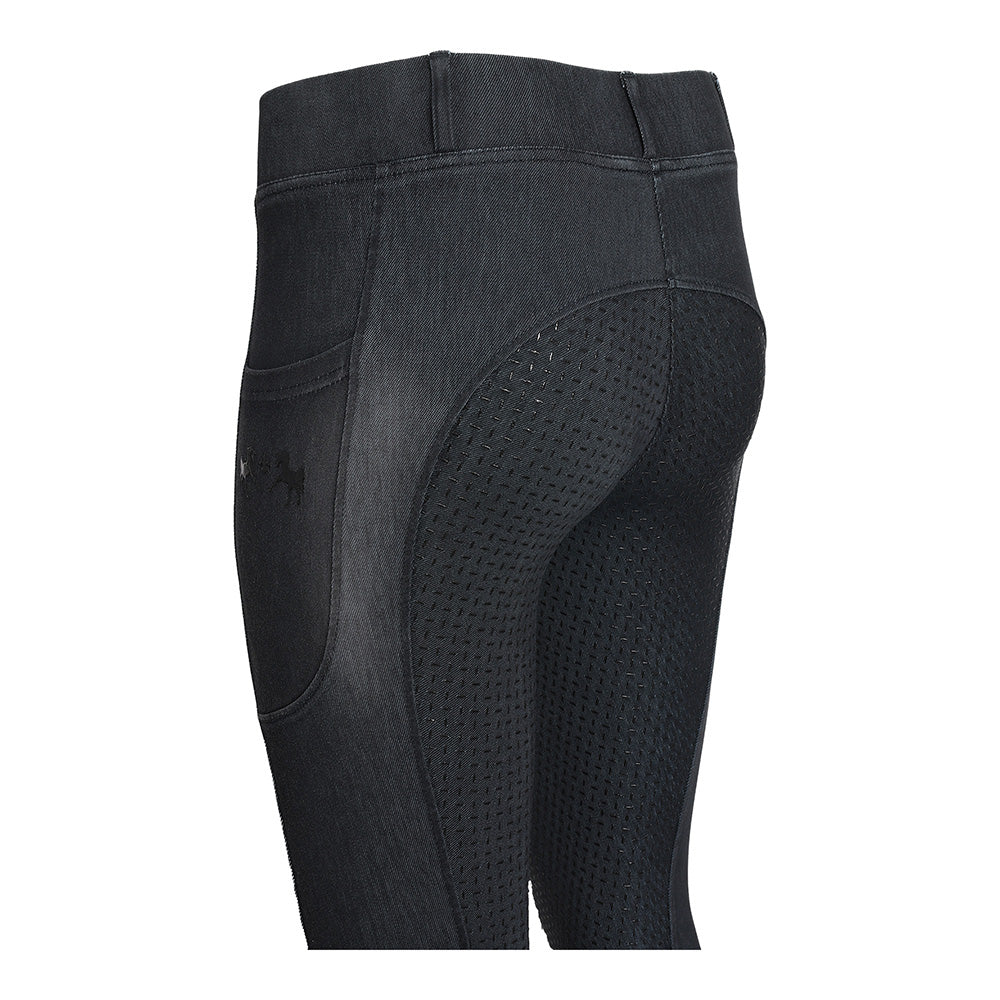Equine Couture Ladies Denim Full Seat Silicon Tights with Phone Pocket- Breeches.com