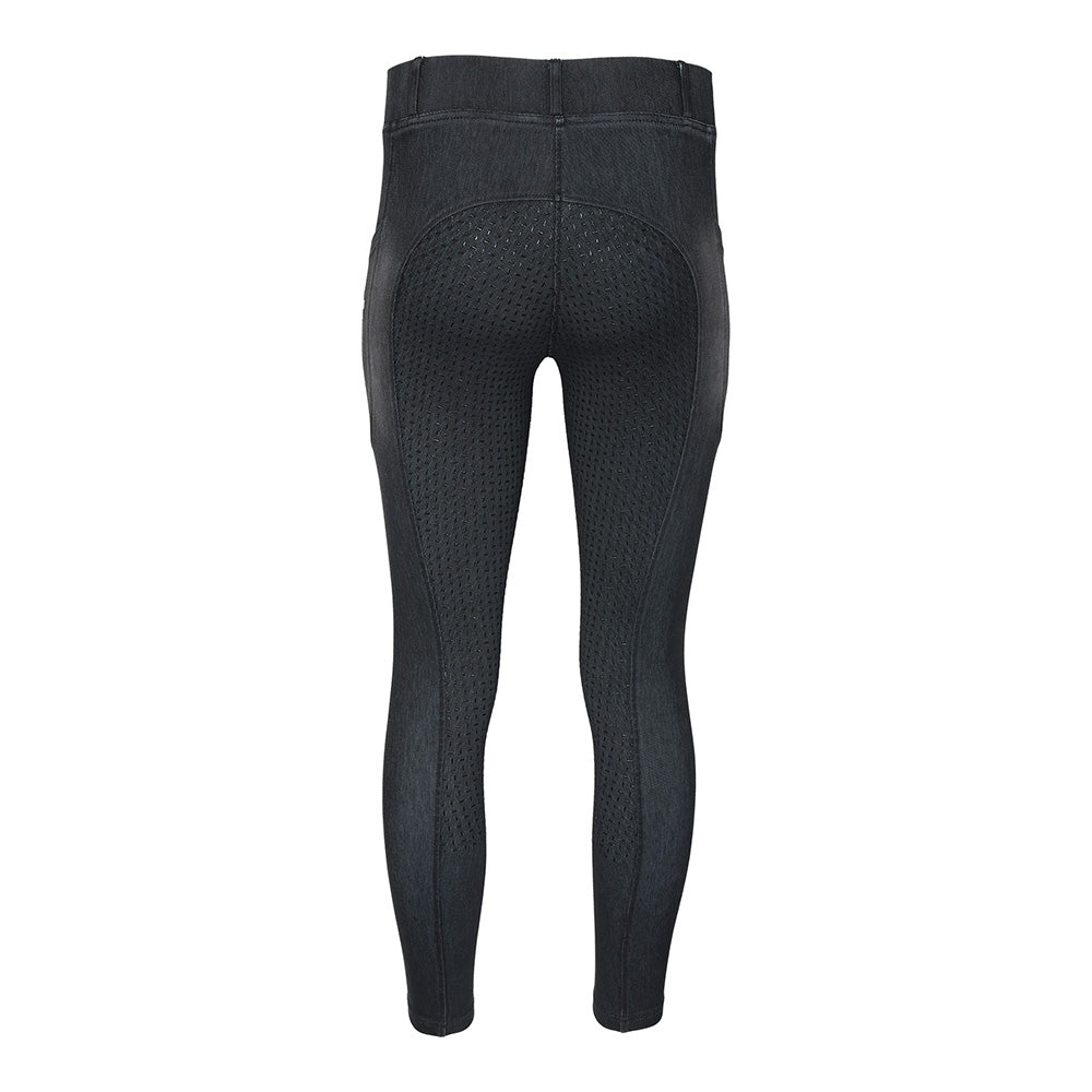 Equine Couture Ladies Denim Full Seat Silicon Tights with Phone Pocket- Breeches.com