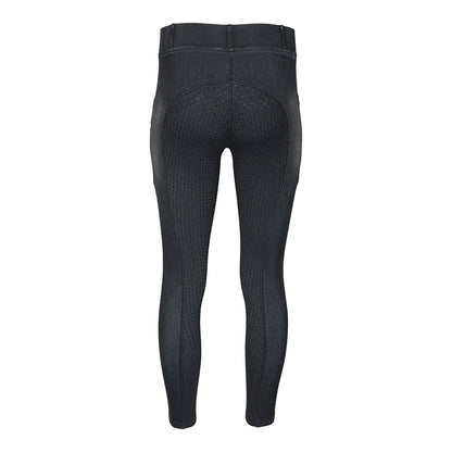 Equine Couture Ladies Denim Full Seat Silicon Tights with Phone Pocket- Breeches.com
