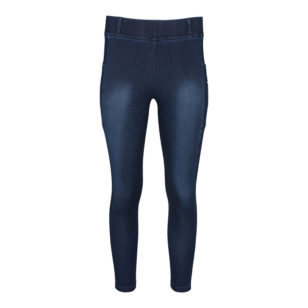 Equine Couture Ladies Denim Full Seat Silicon Tights with Phone Pocket- Breeches.com