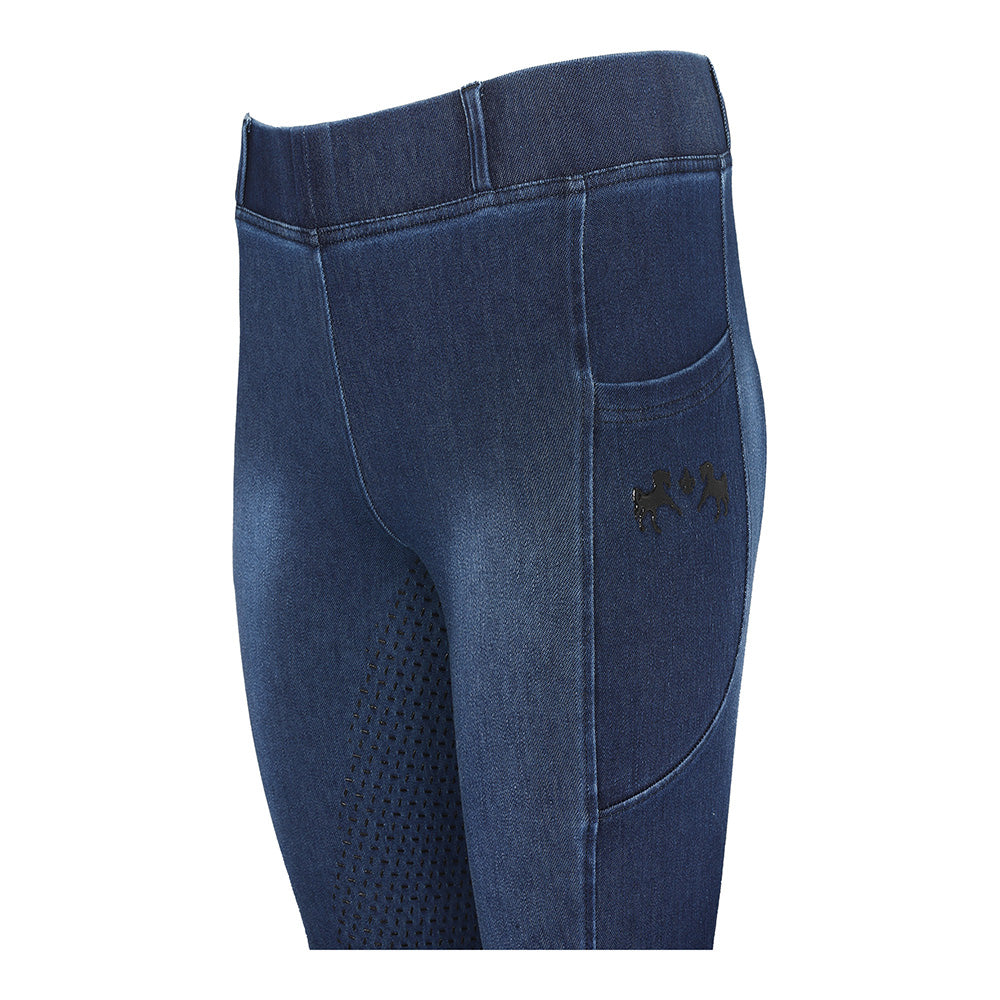 Equine Couture Ladies Denim Full Seat Silicon Tights with Phone Pocket- Breeches.com