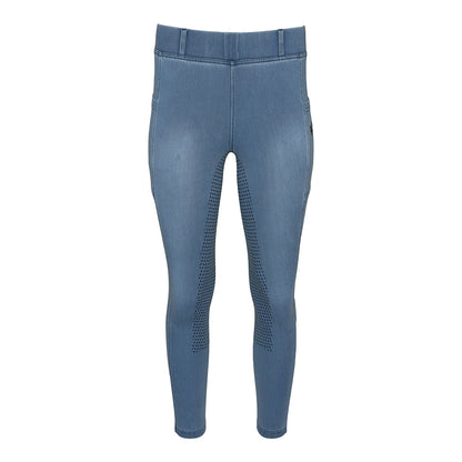 Equine Couture Ladies Denim Full Seat Silicon Tights with Phone Pocket- Breeches.com