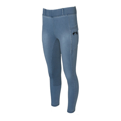 Equine Couture Ladies Denim Full Seat Silicon Tights with Phone Pocket- Breeches.com