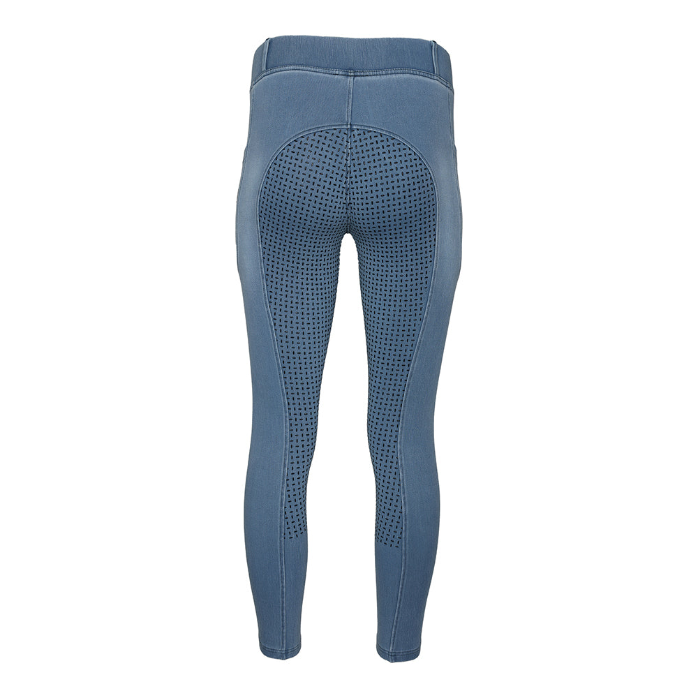 Equine Couture Ladies Denim Full Seat Silicon Tights with Phone Pocket- Breeches.com