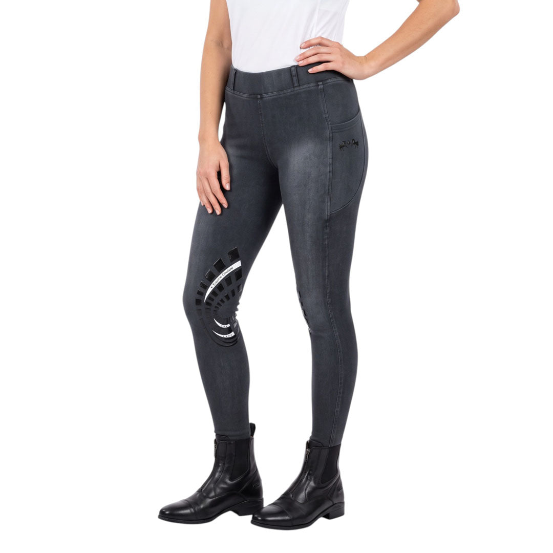 Equine Couture Ladies Soft Stretch Denim Riding Tights with Phone Pocket
