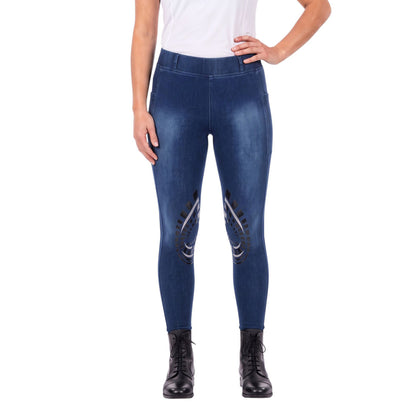 Equine Couture Ladies Soft Stretch Denim Riding Tights with Phone Pocket