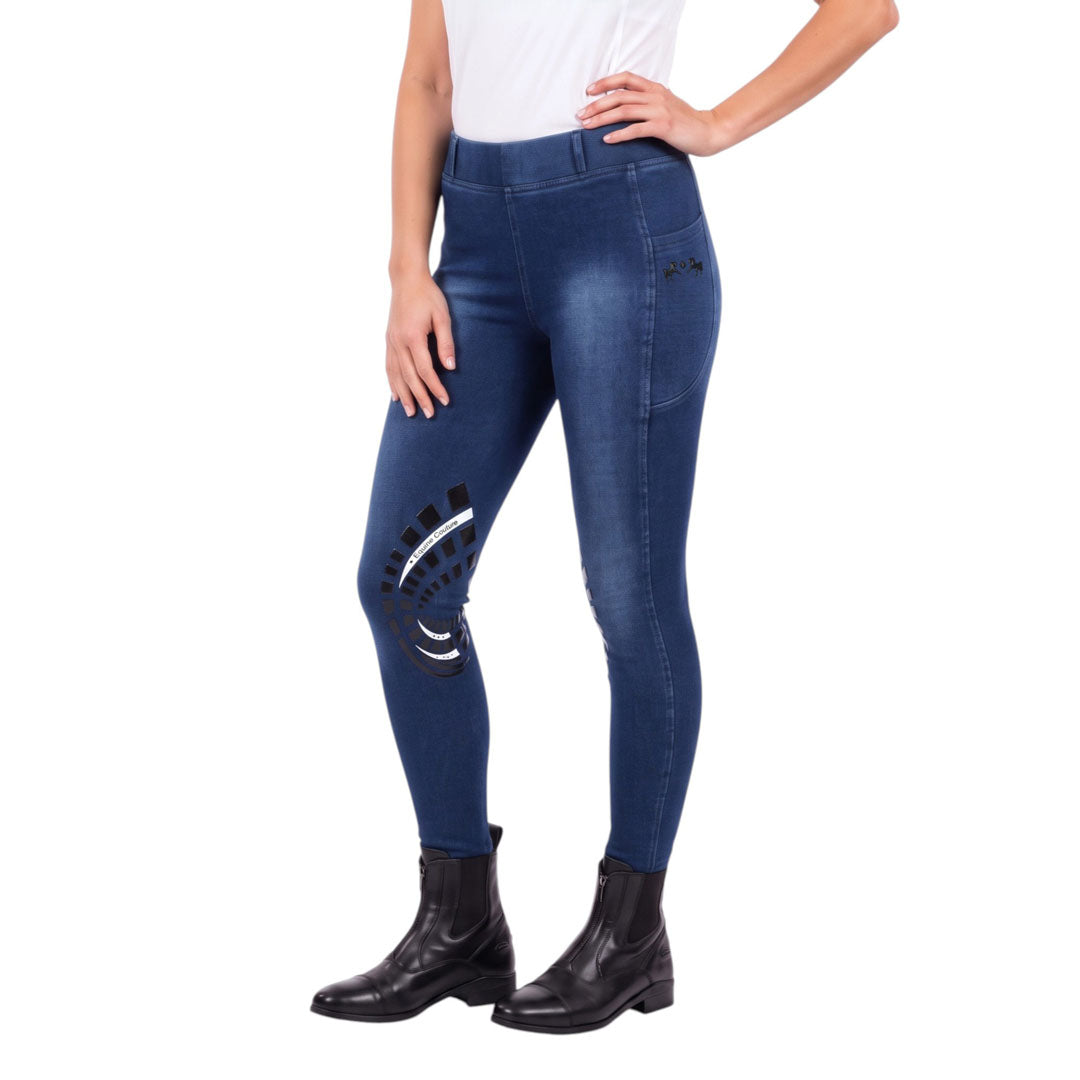 Equine Couture Ladies Soft Stretch Denim Riding Tights with Phone Pocket