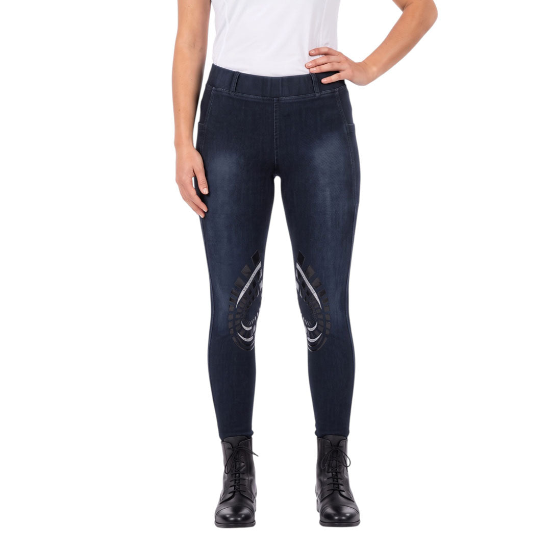 Equine Couture Ladies Soft Stretch Denim Riding Tights with Phone Pocket