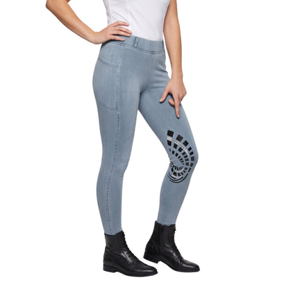 Equine Couture Ladies Soft Stretch Denim Riding Tights with Phone Pocket