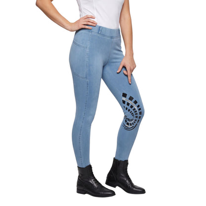 Equine Couture Ladies Soft Stretch Denim Riding Tights with Phone Pocket