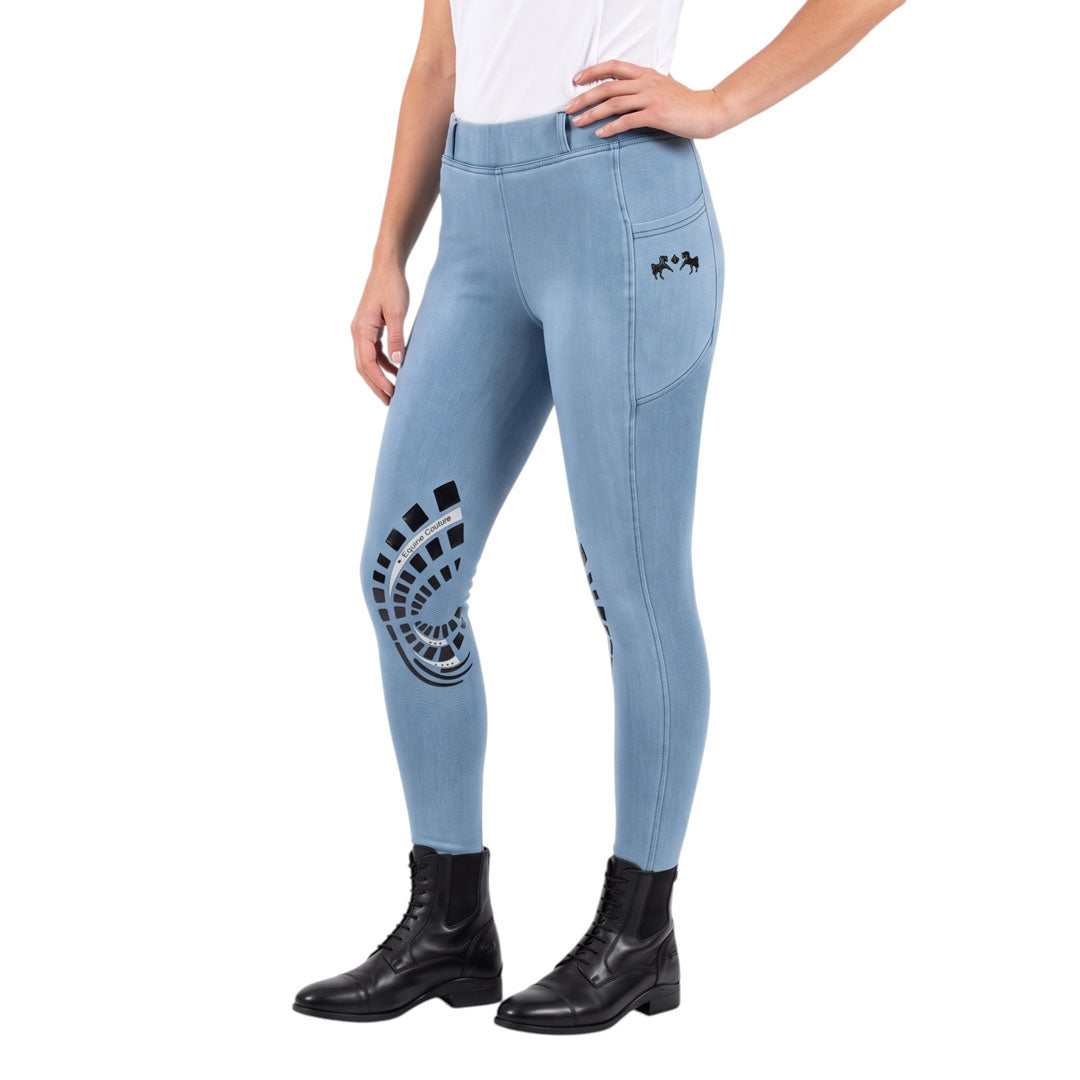 Equine Couture Ladies Soft Stretch Denim Riding Tights with Phone Pocket