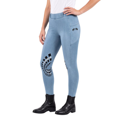 Equine Couture Ladies Soft Stretch Denim Riding Tights with Phone Pocket