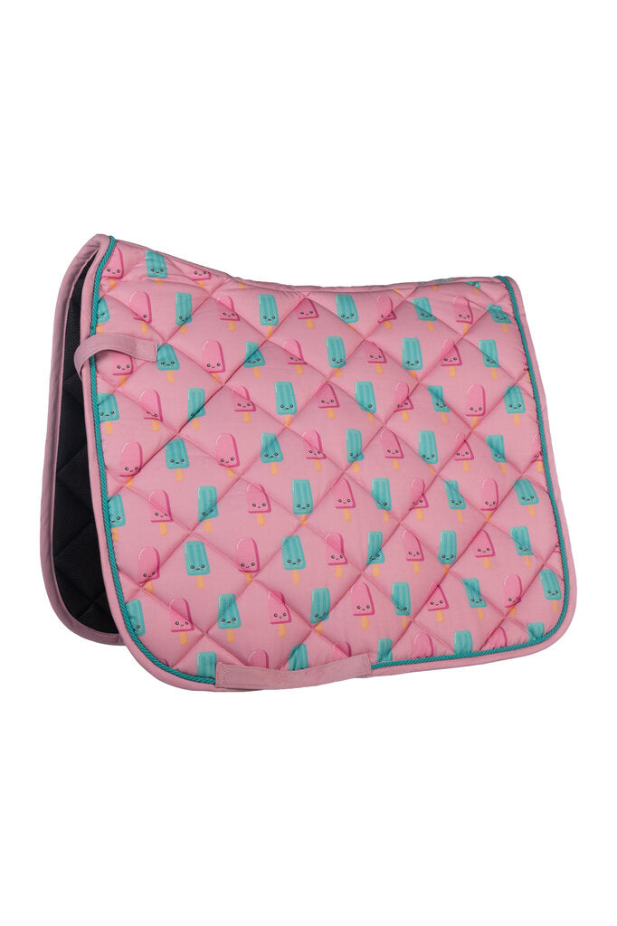 HKM Naples Saddle Cloth-Magenta/Aqua - Breeches.com