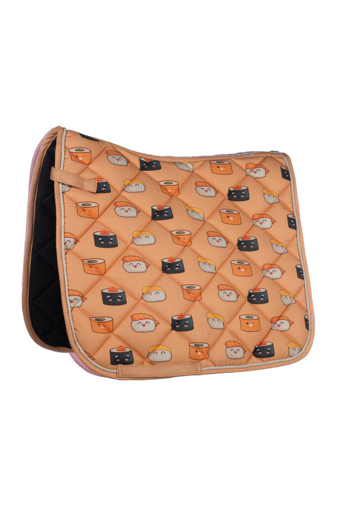 HKM Naples Saddle Cloth-Pastel Orange/Grey - Breeches.com