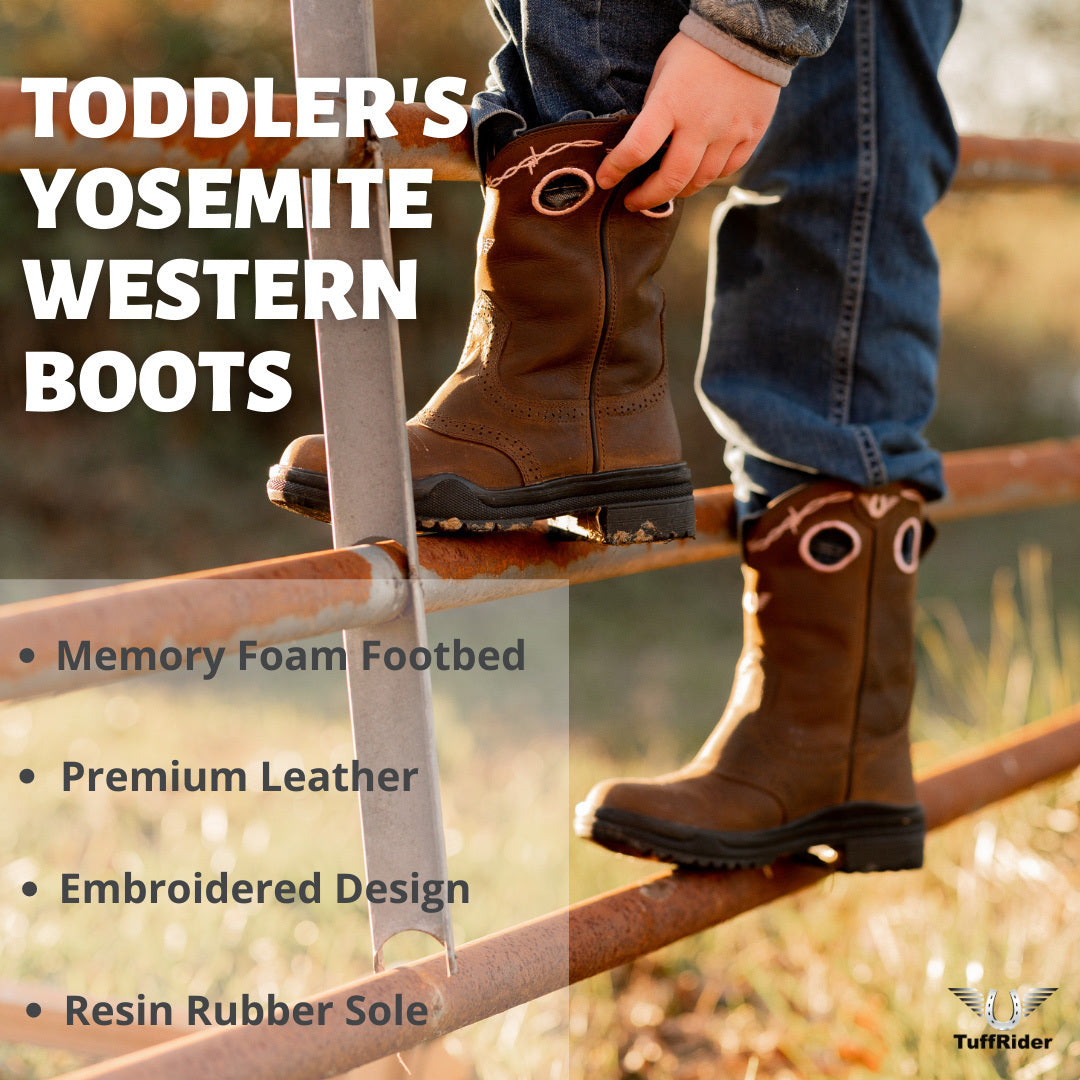 TuffRider Children Yosemite Barbed Wire Embroidered Round Toe Western Boots