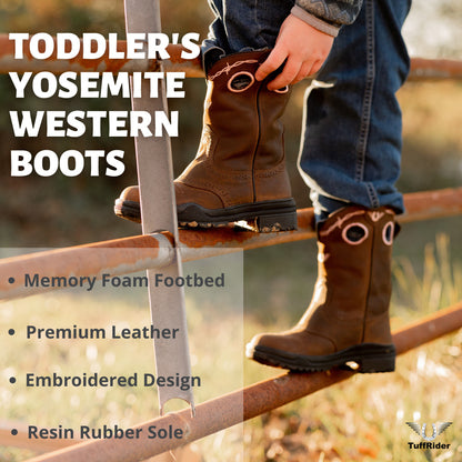 TuffRider Children Yosemite Barbed Wire Embroidered Round Toe Western Boots