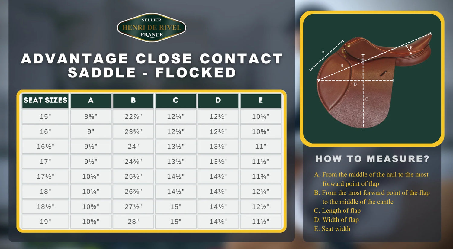 Henri de Rivel Advantage Close Contact Saddle - Flocked