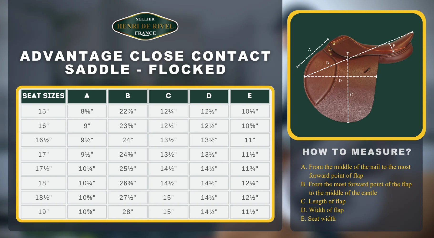 Henri de Rivel Advantage Close Contact Saddle - Flocked