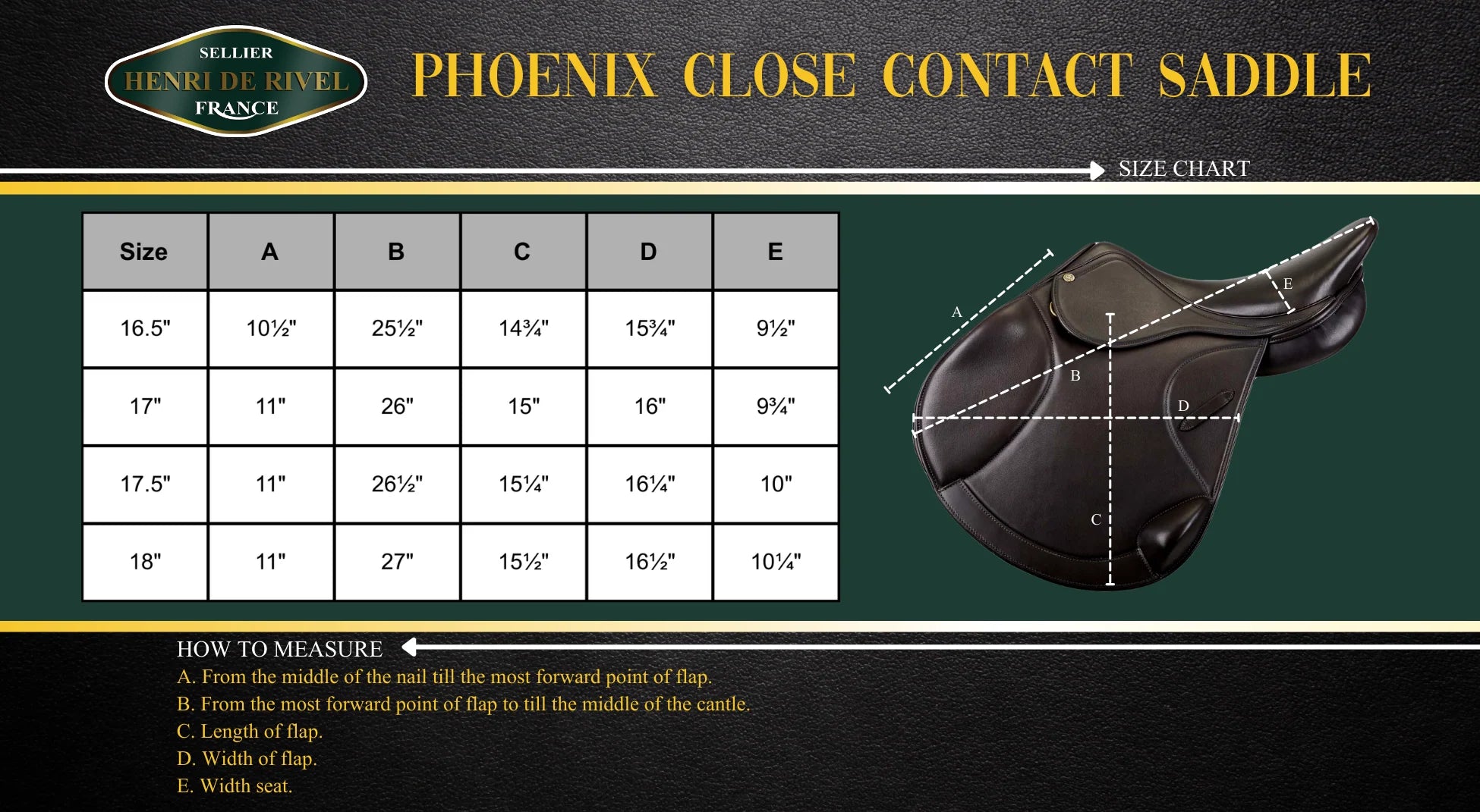 HENRI DE RIVEL PHOENIX CLOSE CONTACT Monoflap IGP SADDLE