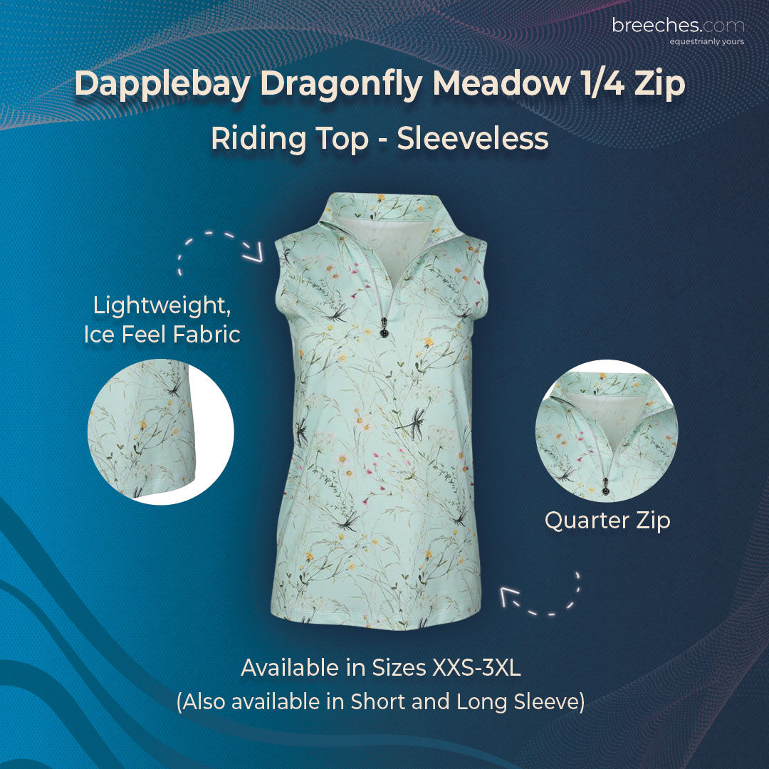 Dapplebay Dragonfly Meadow 1/4 Zip Riding Top - Sleeveless