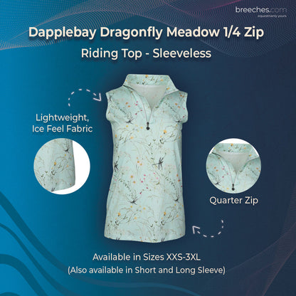 Dapplebay Dragonfly Meadow 1/4 Zip Riding Top - Sleeveless
