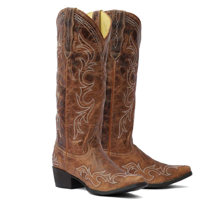 TuffRider Women Cody Embroidered Leather Snip Toe Western Boots