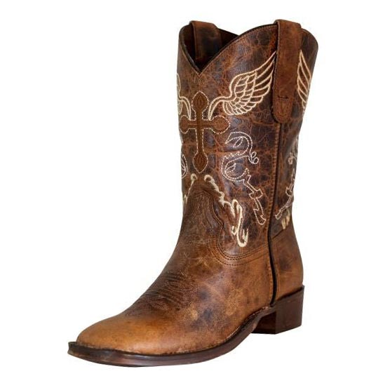 TuffRider Children Sequoia Cross &amp; Wing Embroidered Square Toe Western Boots
