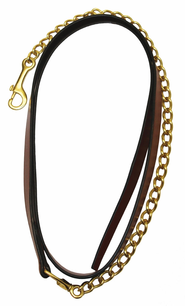 Henri de Rivel Pro Collection Leather Lead with 24&quot; Solid Brass Chain