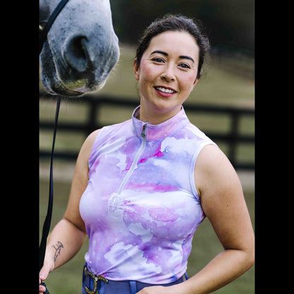 Dapplebay Lavender Haze 1/4 Zip Light Riding Top - Sleeveless