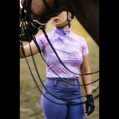 Dapplebay Lavender Haze 1/4 Zip Light Riding Top-Short Sleeve