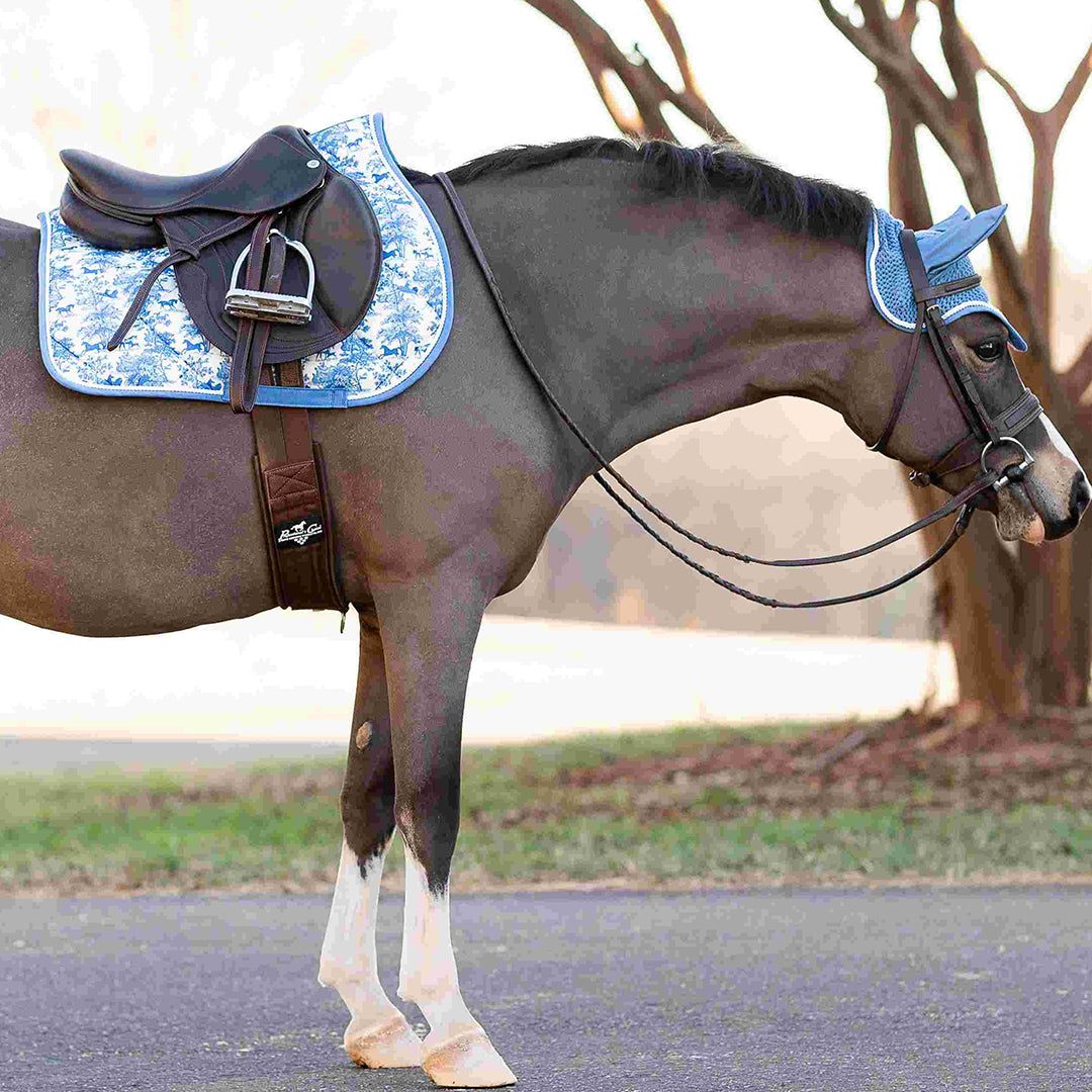 Dapplebay Equestrian Toile Fly Veil-Blue/White