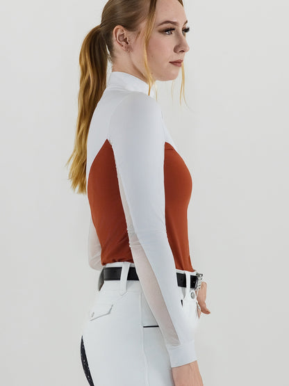 Dapplebay Lady 1/4 Zip LS Show Top-Rust