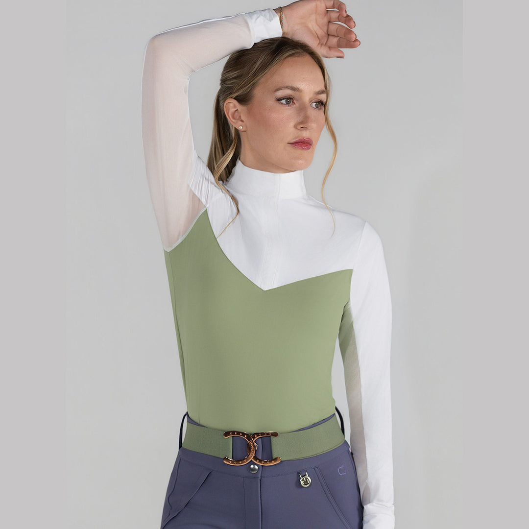 Dapplebay Lady 1/4 Zip LS Show Top-Sage