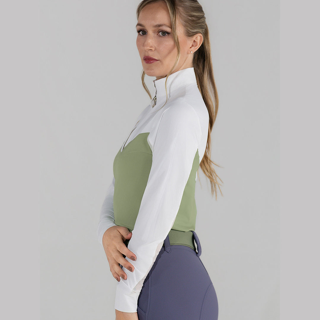Dapplebay Lady 1/4 Zip LS Show Top-Sage