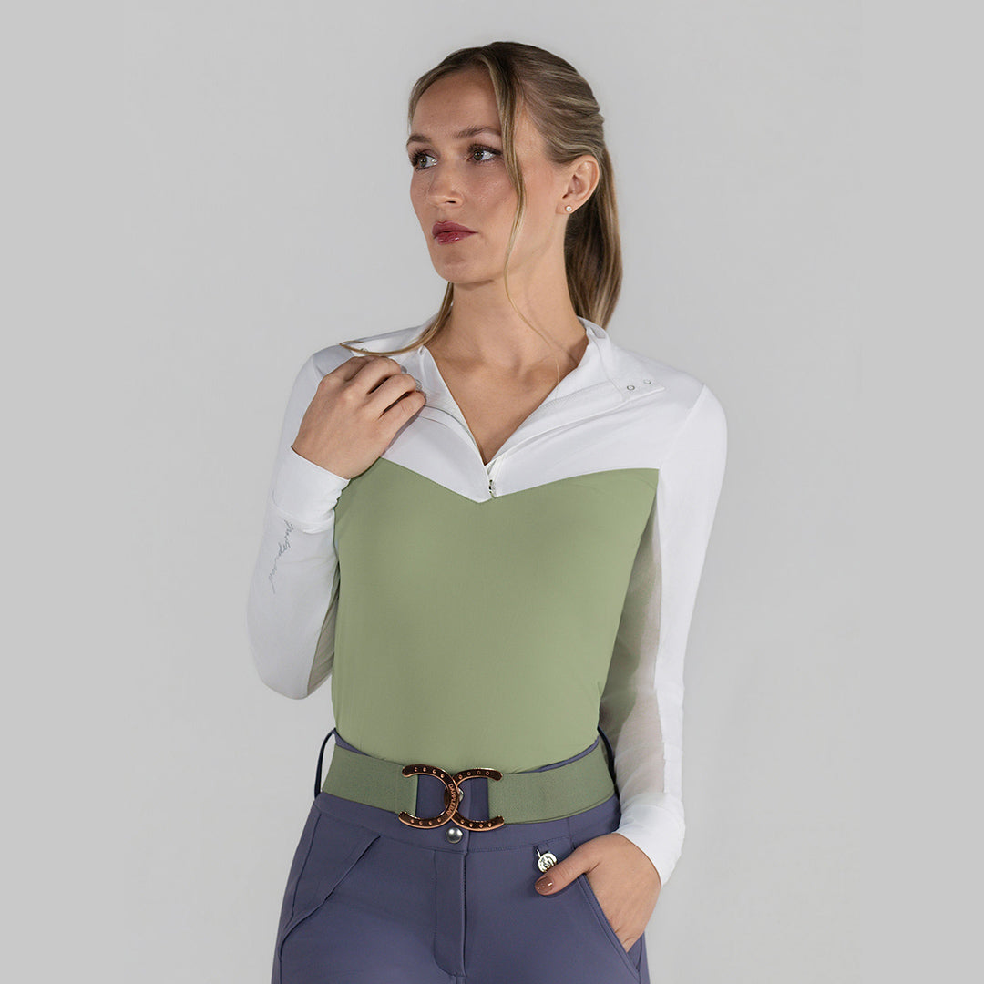 Dapplebay Lady 1/4 Zip LS Show Top-Sage