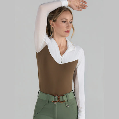 Dapplebay Lady 1/4 Zip LS Show Top-Chestnut