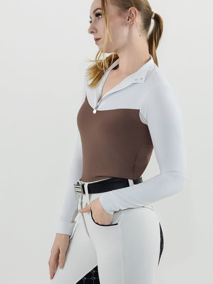 Dapplebay Lady 1/4 Zip LS Show Top-Chocolate