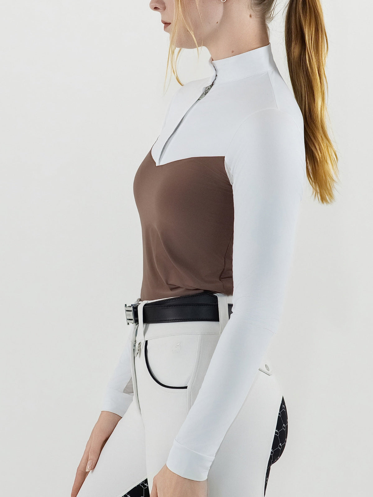 Dapplebay Lady 1/4 Zip LS Show Top-Chocolate