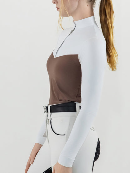 Dapplebay Lady 1/4 Zip LS Show Top-Chocolate